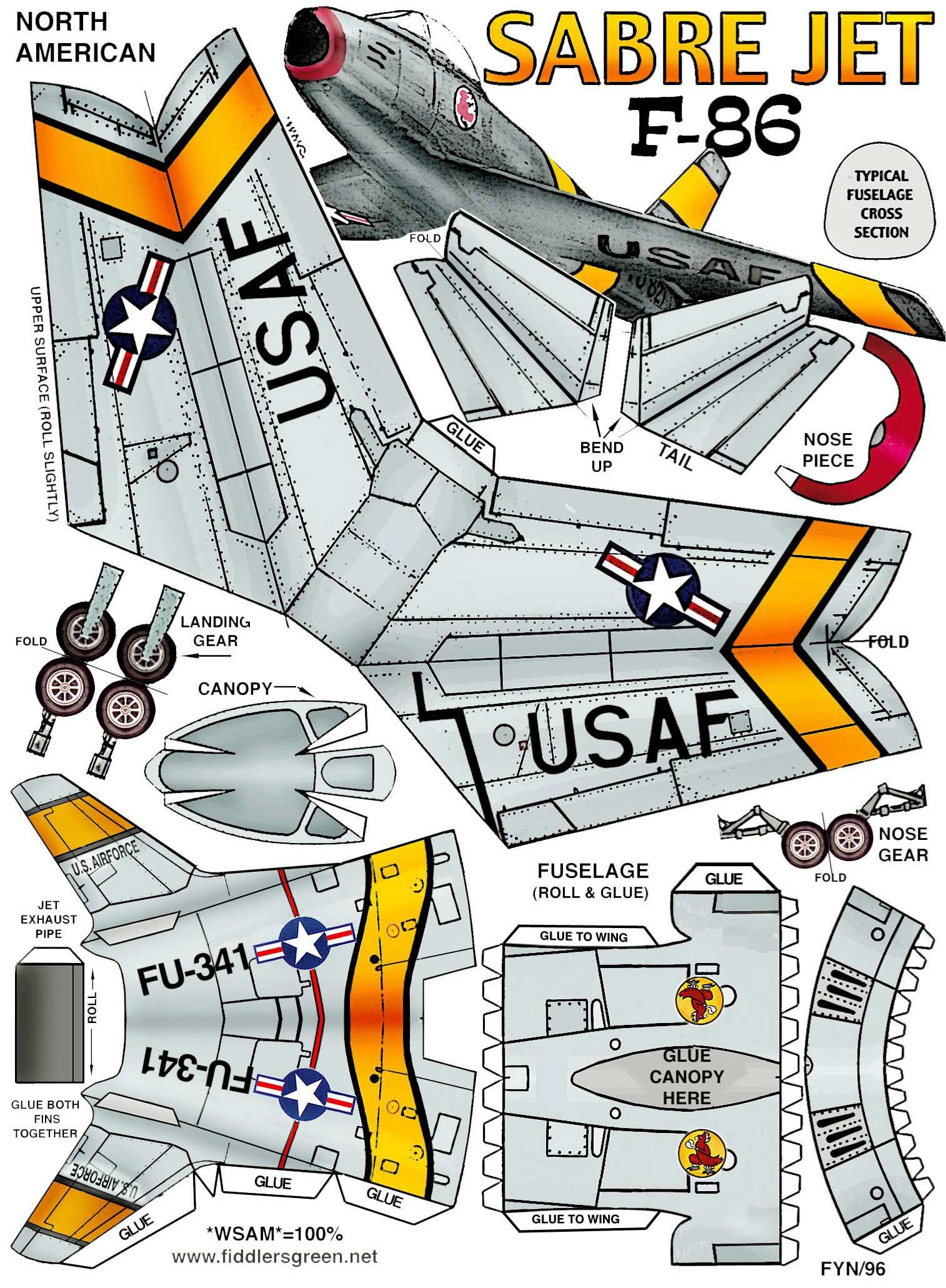 Paper Craft Models North American F86 Sabre Paper Craft Model Aircraft ...