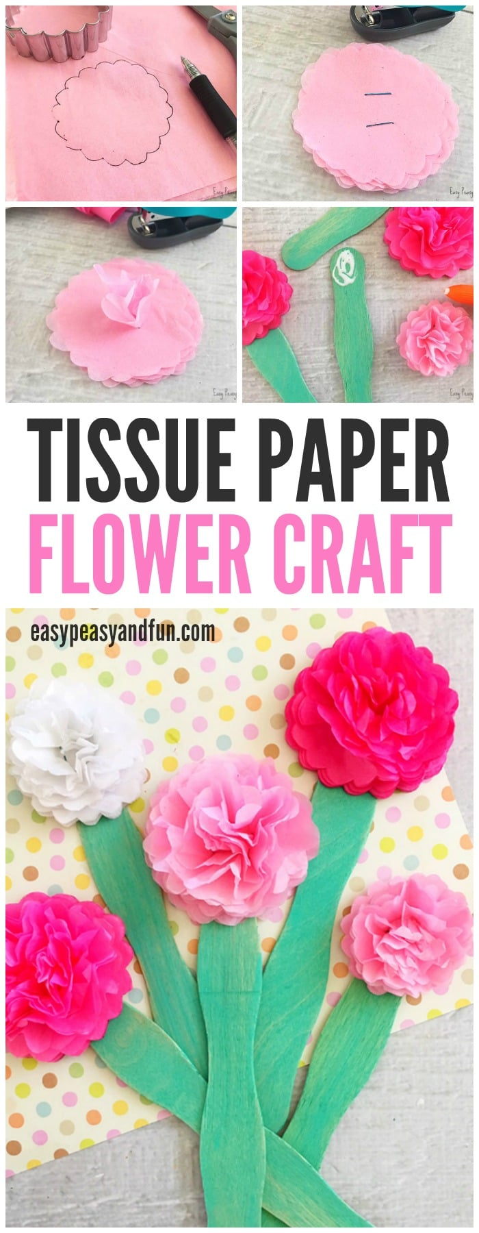Paper Flower Craft For Preschoolers Tissue Paper Flower Craft Easy ...